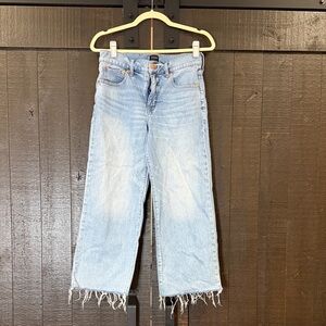 J. Crew Light Blue Wide-Leg Cropped Jeans with Raw Hem